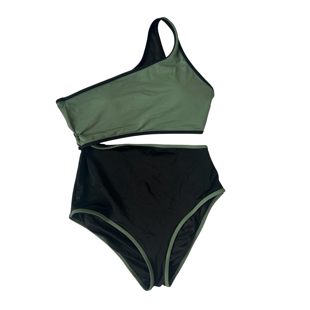 Victorias Secret One Shoulder Cutout One Piece Swimsuit Olive‎ Black XL